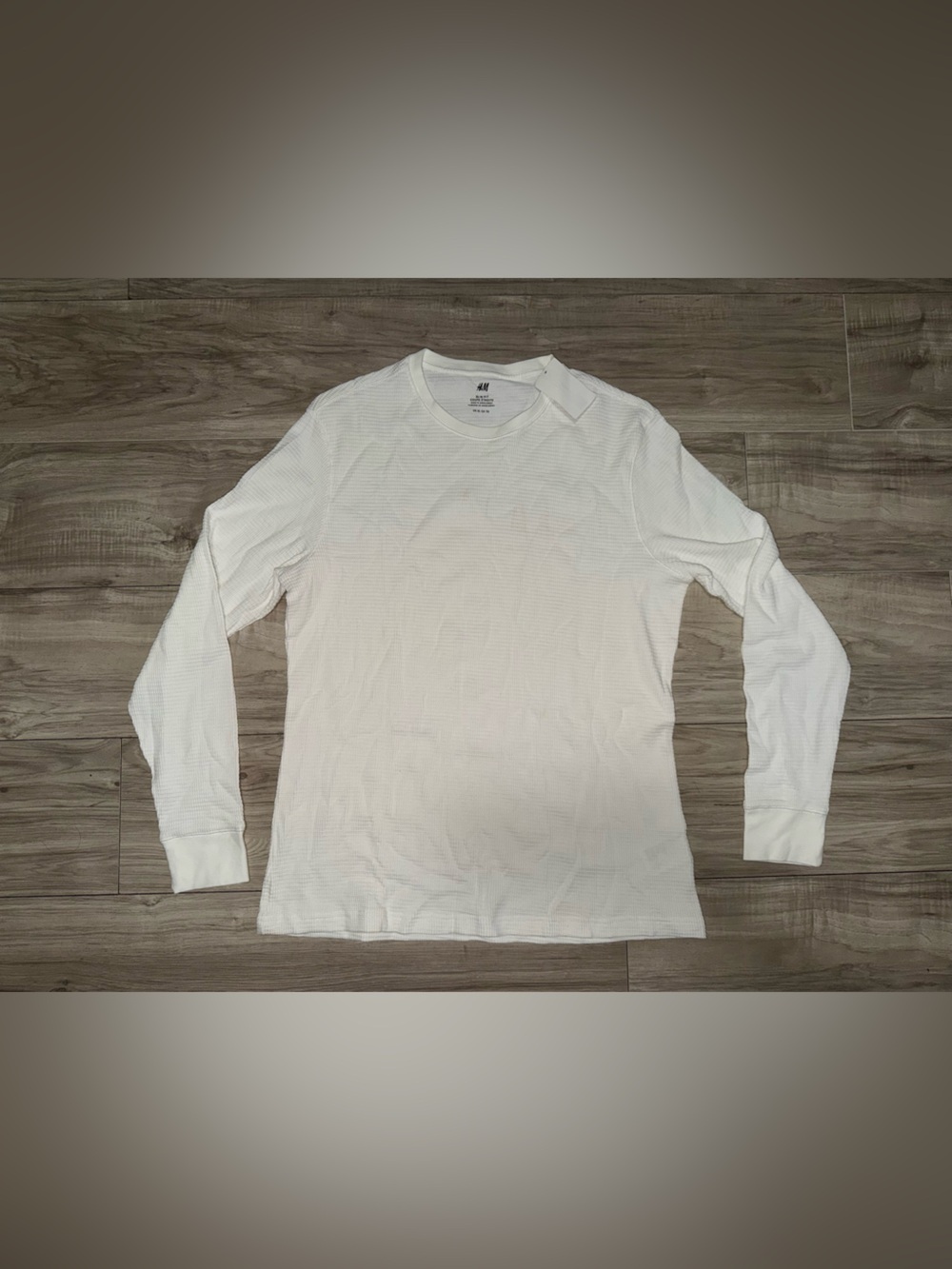 H&M White Ribbed Long-Sleeve Crewneck Top